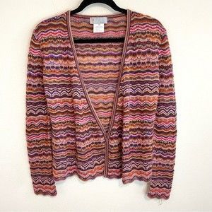Missoni Womens Open Cardigan Sweater Colorful Wool Mohair Size 40